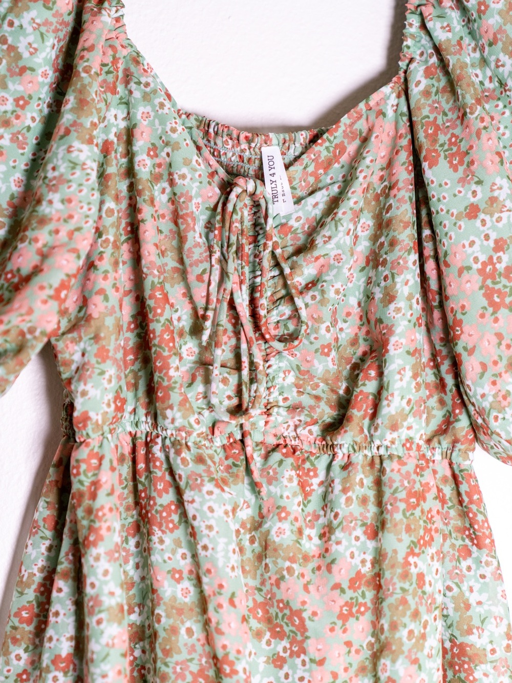 Green & Coral Floral Midi Dress - Picture 4 of 5